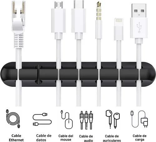 Miniatura 2 de SOULWIT Clips de soporte para cables, paquete de 3 clips organizadores de cables de silicona autoadhesivos para escritorio, cable de carga USB