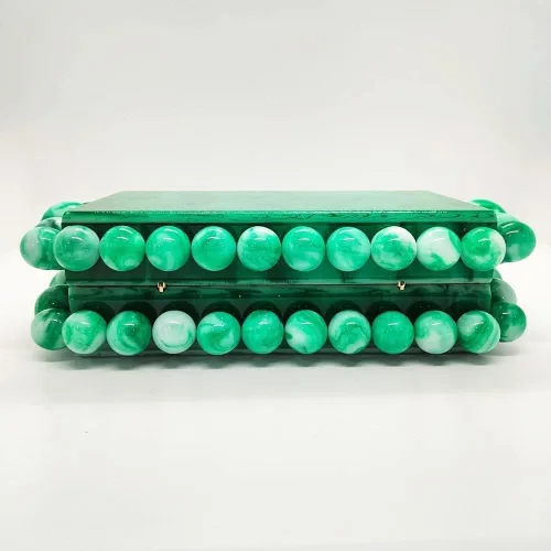 Miniatura 2 de TAYASH Bolso acrílico de noche para mujer, bolso de mano de mármol con purpurina para boda, cóctel, fiesta, baile de graduación (color verde)