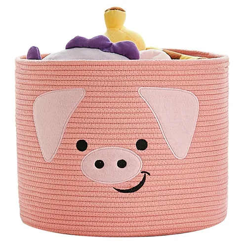 Miniatura 11 de VK VK·LIVING Cesta Grande de Juguetes para Gatos con Asas 15" L x 14" H Caja de Juguetes de Cuerda de Algodón con Diseño de Gato Negro, Cesta
