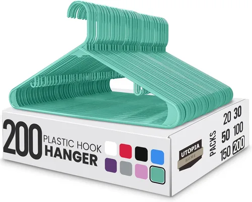 Miniatura 22 de Perchas de plástico Utopia Home estándar para hogar de color negro, perchas tubulares para la ropa, resistentes, finas y elegantes Blanco