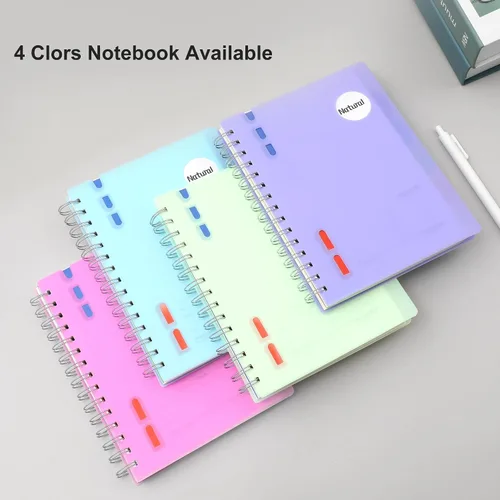 Miniatura 8 de Yoment Cuaderno de 5 materias con separadores de pestañas, cuaderno en espiral B5, 7 x 10 pulgadas, cuadernos rayados para trabajo de oficina