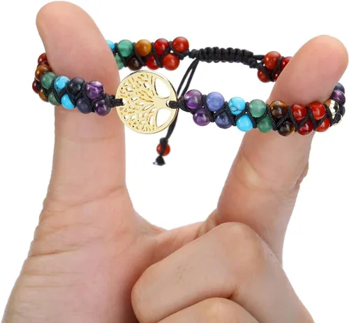 Miniatura 4 de PESOENTH 7 pulseras de cristal curativo para mujer, piedras preciosas naturales, yoga, reiki, chakras, piedras de ansiedad, árbol de la vida
