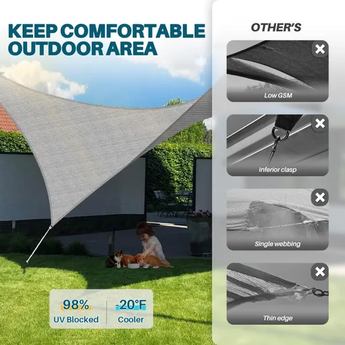 Miniatura 4 de Coarbor Toldo rectangular de 16 x 16 pies para exteriores, resistente, para patio trasero, terraza, jardín, al aire libre, gris claro