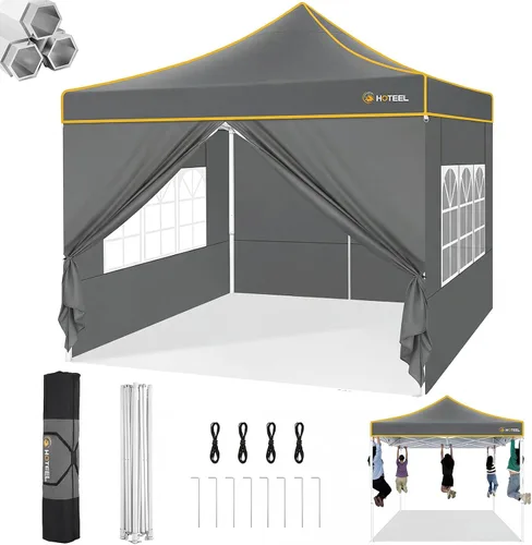 Miniatura 28 de Hoteel 10x15 Pop Up Canopy Tent Heavy Duty with 4 Sidewalls, Waterproof Party Tent, Easy Set-up Commercial Instant Tents with Roller Bag & Sandbags