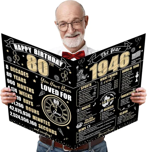 Miniatura 18 de Turypaty Tarjeta de 10 cumpleaños grande con sobre para niños y niñas, libro de firmas de invitados gigante de feliz 10 cumpleaños en negro y oro
