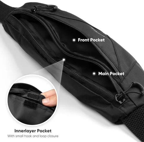 Miniatura 6 de VULKIT Riñonera ligera e informal para mujeres y hombres, riñonera para exteriores para liberar tus manos, cintura impermeable de nailon con banda