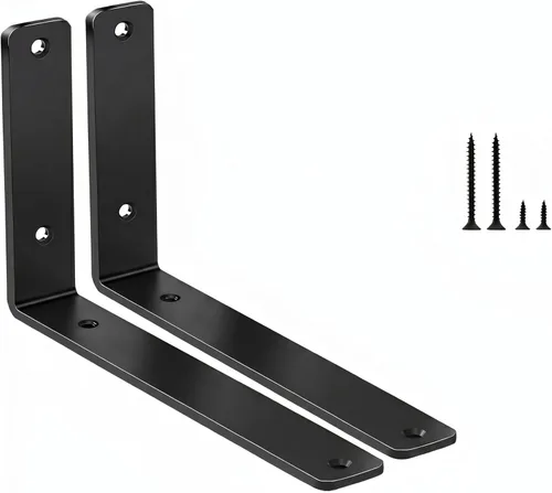 Paquete de 2 soportes de estante en L de 6 pulgadas de largo x 4 pulgadas de alto x 1.5 pulgadas de ancho, 5 mm de grosor, soportes de estante de