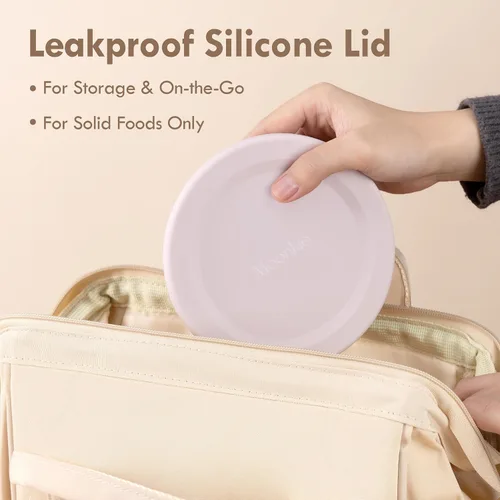 Miniatura 7 de Moonkie Cuencos para bebés con succión, cuencos de acero inoxidable y silicona para niños pequeños con tapas, diseño de una sola pieza sin costuras