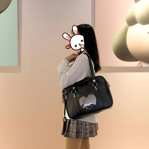 Miniatura 2 de STEAMEDBUN Kawaii Ita - Bolsa escolar japonesa, bonita bolsa de mano con hombro grande, diseño de corazón animé
