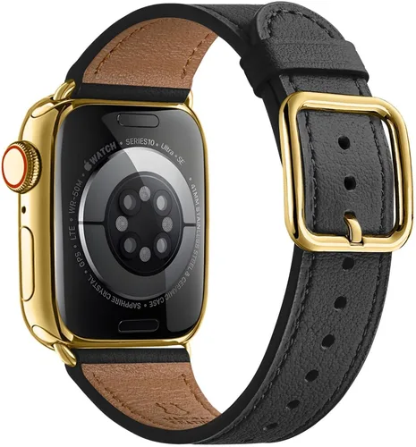 Miniatura 26 de MNBVCXZ Correas de cuero compatibles con Apple Watch para mujeres, correa de repuesto genuina para iWatch Series 11 10 9 8 7 6 5 4 3 2 1 SE 3 SE 2