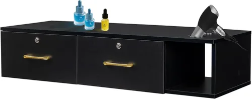 Winado Estación de peluquería para estilista de peluquería, equipo de spa de salón de belleza, estación de gabinete de salón con cajón de Negro