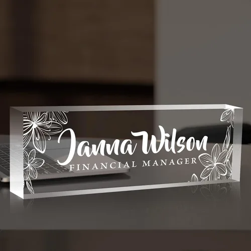 Miniatura 12 de Placa de nombre de escritorio personalizada, placas de identificación de vidrio acrílico personalizadas para escritorios, placa de identificación