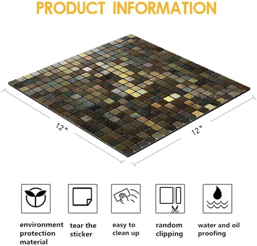 Miniatura 2 de XUANINY Azulejos Adhesivos de Pared para Cocina, Baño, Chimenea, Mosaico de Aluminio Metálico Autoadhesivo (12"x12") (5, Estampado Amarillo y Verde)