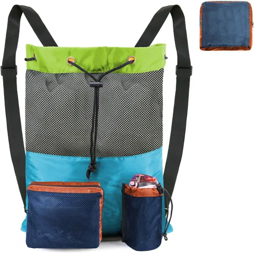 Miniatura 18 de BeeGreen Gym Bags for Men Women Mesh Drawstring Backpack for Swim Sports Workout Gear Gifts for Swimmers Beach Pool Wrestling Backpack Cinch Bag