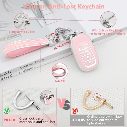 Miniatura 3 de PIFOOG - Funda para llavero Honda 2025 2023 2024 Accord Civic HRV CRV Pilot, accesorios para llaves de automóvil de 5 botones, carcasa brillante