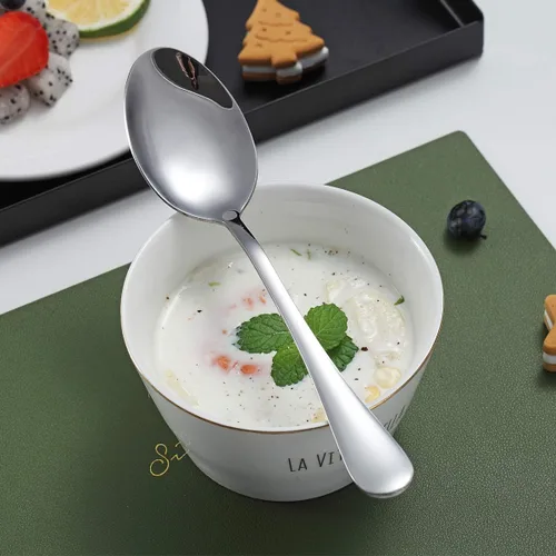 Miniatura 4 de Kyraton - 6 cucharas de mesa de acero inoxidable de 7.5 pulgadas, cucharas de sopa, cucharas de postre, cubiertos para lavavajillas, juego de 6