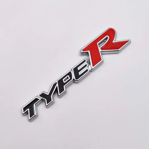 Miniatura 2 de Emblema de Coche de Metal Cromado con Logo Type-R, Insignia Deportiva de Carreras 3D Premium, Calcomanía Adhesiva de Poder Turbo (Negro y Rojo)