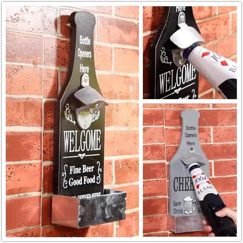 Miniatura 2 de Abrebotellas de pared con forma de cerveza de estilo vintage, abrebotellas montado en la pared, atrapador para hombre, cueva, cocina, bar, pub, 1