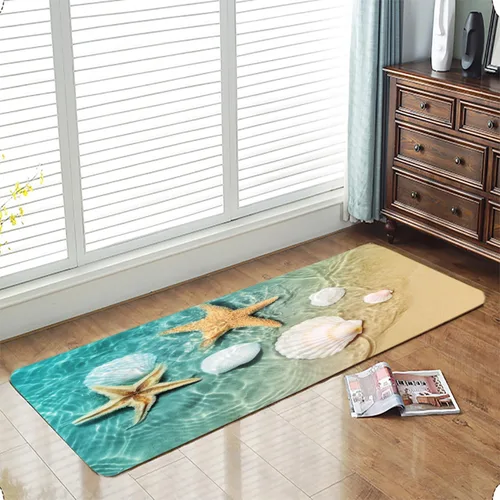 Miniatura 25 de LYFANS Alfombras de baño de espuma de esponja absorbente suave para baño y cocina (47 x 18 pulgadas), tapete de franela antideslizante brillante