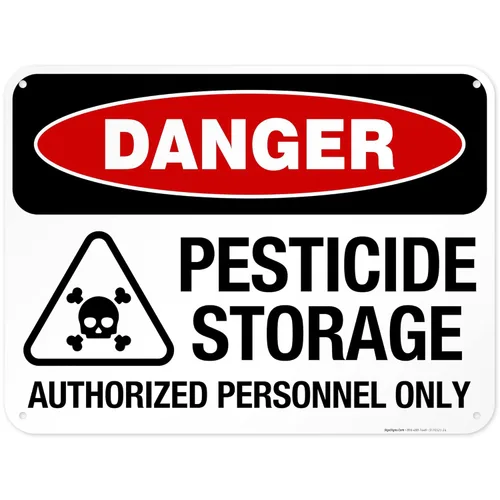 Miniatura 16 de Danger - Cartel autorizado de almacenamiento de pesticidas, 10 x 7 pulgadas, calcomanías de vinilo de 4 mil resistentes a la intemperie, fabricadas