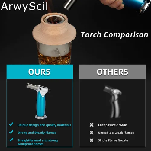 Miniatura 5 de Kit de Ahumador de Cócteles con Antorcha, Kit Infusor a la Antigua para Fiesta, 6 Sabores para Cóctel, Whiskey, Bourbon para Amantes del Ahumador
