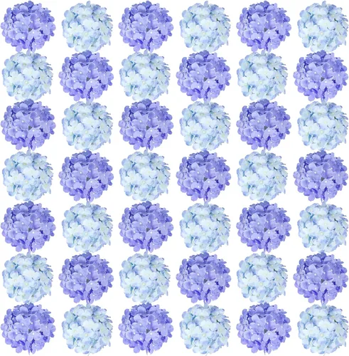 Miniatura 35 de Auihiay 64 piezas de flores artificiales de hortensia de seda, flores artificiales de hortensia con tallos, flores completas de hortensia