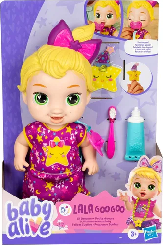 Miniatura 2 de Baby Alive Lil Dreamer LaLa GooGoo - Juego de muñecas de bebé dormilonas, pelo rubio, divertido tema de fiesta de pijamas, juguetes preescolares