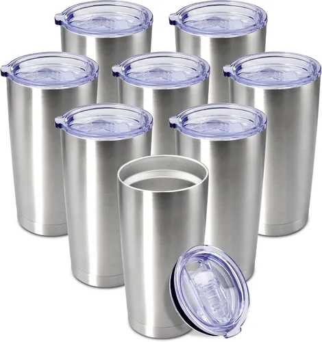 Miniatura 23 de Vaso de viaje de café de 20 onzas a granel con tapa, acero inoxidable de doble pared aislada al vacío, tazas con recubrimiento en polvo, para Rosa