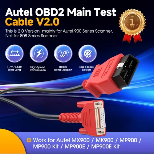 Miniatura 2 de Autel Cable de prueba principal OBD2 original, solo para MaxiCOM MK900, MaxiCheck MX900, MaxiPRO MP900, MaxiDAS DS900, 16 pines OBDII OBD 2 cable