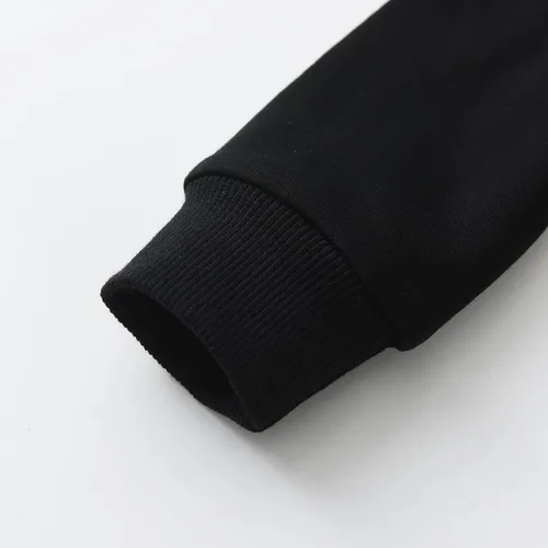 Miniatura 4 de Ropa de bebé niño niño manga larga con estampado de oso + pantalones deportivos, negro (Hoodie Black)