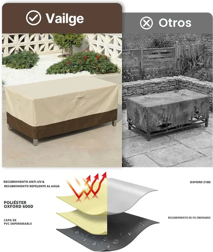 Miniatura 4 de Vailge Veranda Funda para mesa de patio rectangular/ovalada, resistente, impermeable y al aire libre, para muebles de jardín