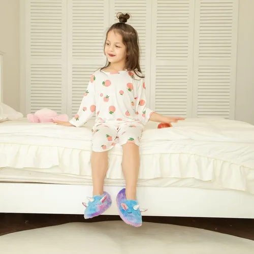Miniatura 6 de KAKU NANU Pantuflas para niños pequeños con dibujos animados de animales, para niñas y niños, cálidas, de forro polar, para el hogar