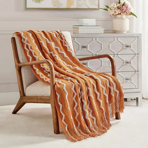 Miniatura 13 de Bourina - Manta de chenilla de punto, ligera, suave, acogedora, para cama, sofá, silla