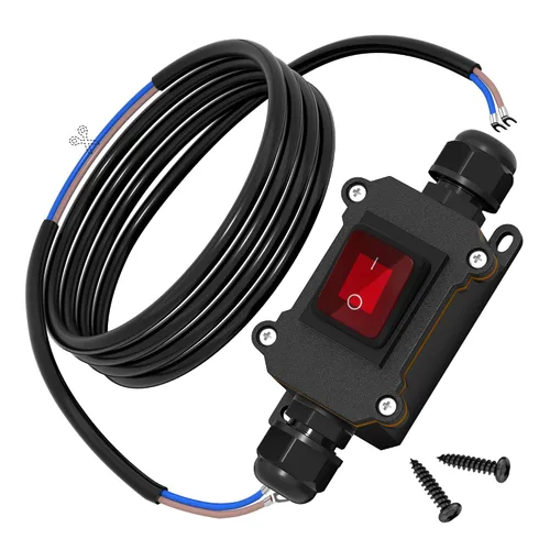 RVBOATPAT Interruptor de cable en línea de 12 V, 20 A CC, interruptor en línea impermeable IP67 rojo iluminado 2 posiciones 4 pines DPST con cable