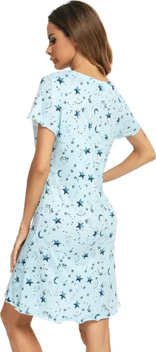 Miniatura 7 de Camisón de manga corta para mujer, con cuello redondo, con volantes, cómodo camisón