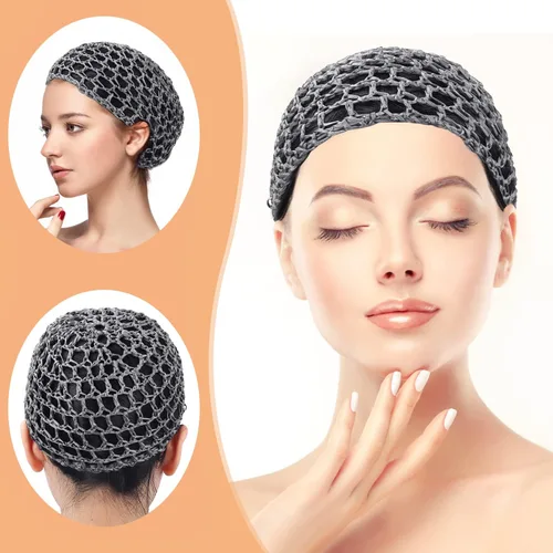 Miniatura 2 de Etercycle 2 piezas de malla de ganchillo para el cabello, redecilla de ganchillo de punto de rayón suave, gorra de dormir de ganchillo para mujer