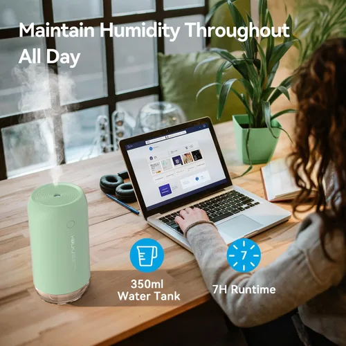 Miniatura 3 de Mini humidificador portátil, humidificador pequeño de niebla fría de 11.8 fl oz para plantas, humidificador de escritorio personal USB para Verde