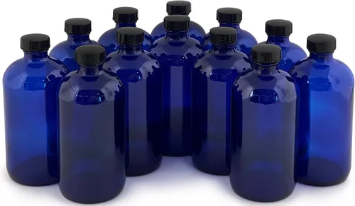 Miniatura 5 de Vivaplex, 12, azul cobalto, botellas de vidrio de 16 onzas, con tapas