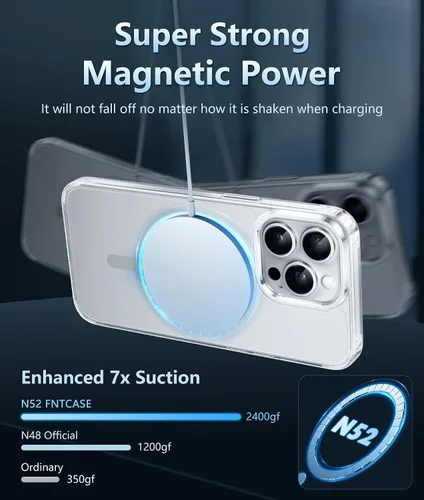 Miniatura 692 de FNTCASE Funda para iPhone 13 Pro-Max: Fundas magnéticas transparentes compatibles con Magsafe Slim anti amarillamiento protección contra caídas