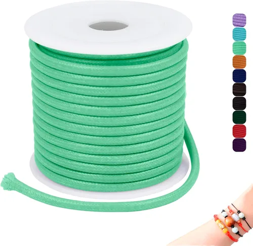 Miniatura 32 de CAMAL Cuerda de cera de 0.069 pulgadas para hacer pulseras, hilo encerado de 23 yardas para joyería y pulsera, cordón encerado para manualidades