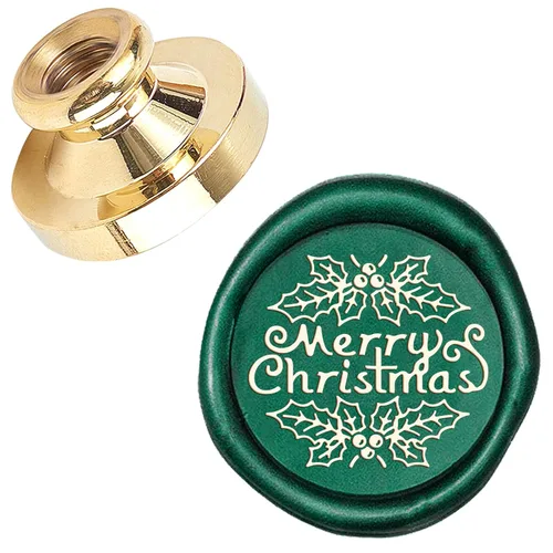 Miniatura 12 de CRASPIRE Sello de cera de sellado de Feliz Navidad, campana de muérdago X'Mas Eve, 0.984 in, sello de cera reemplazable, cabeza de latón