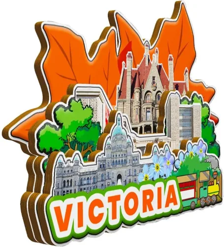 Miniatura 2 de Imán de madera para nevera de Victoria Canada 3D, monumentos coleccionables, recuerdos de viaje, decoración hecha a mano -2163