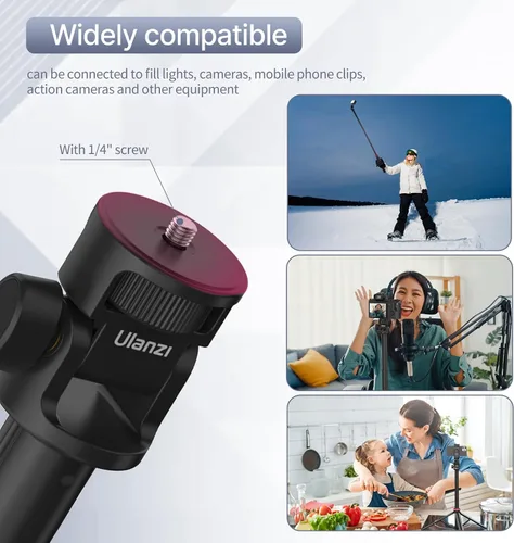Miniatura 4 de ULANZI MT-79 Trípode extensible de aluminio de 81 pulgadas, soporte de luz ajustable portátil con tornillo de 1/4 pulgadas, trípode de cámara