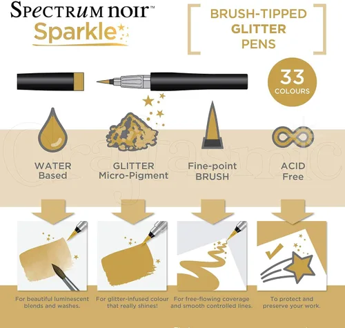 Miniatura 2 de Spectrum Noir Sparkle Glitter - Bolígrafo metálico de 3 piezas (SPECN-SPA-MET3)
