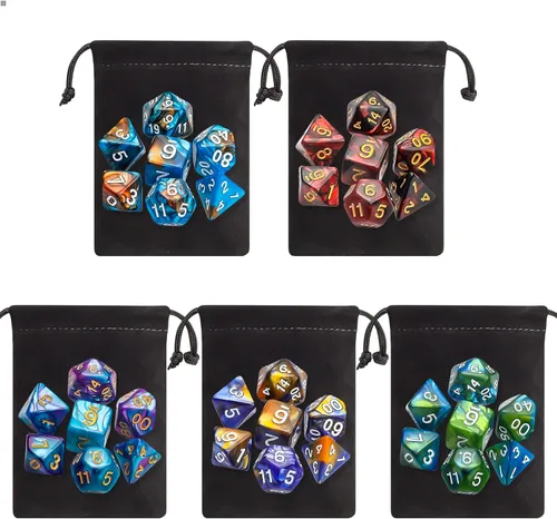 Miniatura 2 de CiaraQ Juego de dados poliédricos - Dados para juegos de rol DND para Calabozos y Dragones, juego de mesa RPG, doble color, 35 piezas