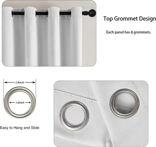 Miniatura 5 de naturetalk Cortinas opacas para oscurecer la habitación con degradado traslúcido, juego de 2 paneles de cortina – Parte superior con ojales