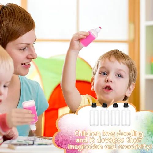 Miniatura 5 de Patelai 24 botellas vacías de pintura de 2 onzas, prácticas botellas de esponja para pintar con punta de esponja, marcadores de bingo recargables