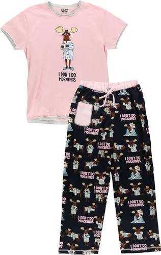 Miniatura 2 de Lazy One Conjunto de pijama para mujer, manga corta con bonitos estampados, ajuste relajado