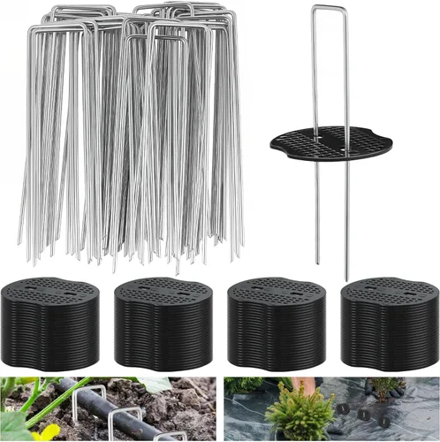 200 Paquetes de Estacas de Jardín Grapas de 6 pulgadas Clavijas de Tela para Paisajismo Césped 100 Piezas Grapas Galvanizadas en Forma de U Estacas