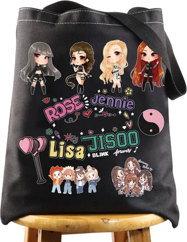 BWWKTOP K-Pop Girl Group Tote Bag Cantante Fans Regalos Música Miembros de Grupo de Lona Bolsa de Hombro Singer Tour Mercancía